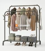 استاند ملابس زوجي اسود معدن بالكامل